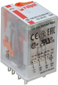 R3N-2013-23-5024-WTL, Реле питания, 3PCO, 24 В, 10 А, REPOL 11-Pin R3N, DIN-рейка, AC