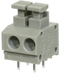 TBL001-500-02GY-2GY, Fixed Terminal Blocks Terminal block, screwless, 5.00, horizontal, 2 poles, cool gray