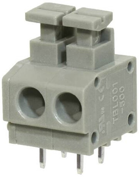 TBL001-500-02GY-2GY, Fixed Terminal Blocks Terminal block, screwless, 5.00, horizontal, 2 poles, cool gray