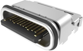 124019362112A, Герметичный разъем USB, USB Типа C, USB 3.2, Гнездо, 24 Позиции, Поверхностный Монтаж, IPX4 124019362112A, Герметичный разъем USB, USB Типа C, USB 3.2, Гнездо, 24 Позиции, Поверхностный Монтаж, IPX4