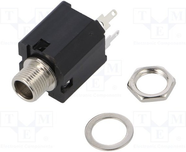 FM6704, Phone Audio Connector Jack, Straight, 6.35 mm, 3 Poles