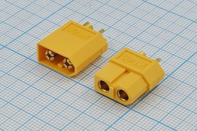 Разъем питания DC вилка - розетка , 2C, на кабель, XT-60F/M Разъем питания DC вилка - розетка , 2C, на кабель, XT-60F/M