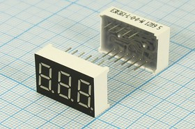 Светодиодный дисплей красный, 7 сегментов, 3 разряда, высота 9,2 мм, 400 мкд, E30361-L-O-0-W; №5548