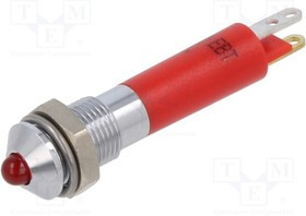 19020350, Индикат.лампа: LED; выпуклый; красный; 24ВDC; O6мм; металл
