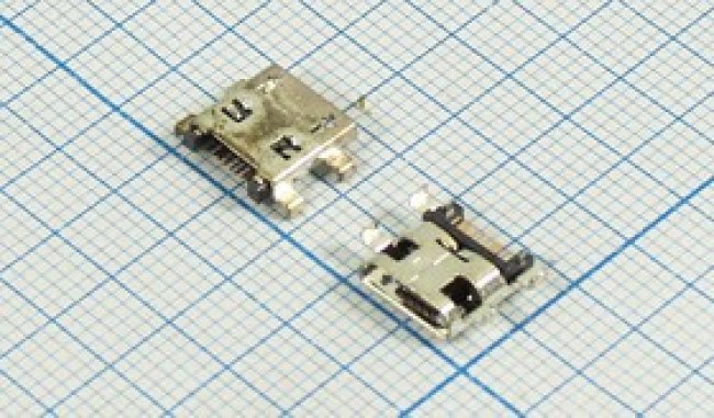 Разъем microUSB розетка, тип B, контакты 5C2C4HP, на плату, угловой, SMD, micro-B5+2SAВ Разъем microUSB розетка, тип B, контакты 5C2C4HP, на плату, угловой, SMD, micro-B5+2SAВ