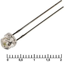 5RHWWC 3000MCD 6500K 3,4V 70D, Светодиод 5мм/белый/6500К/ 3000мкд/прозрачный/70°