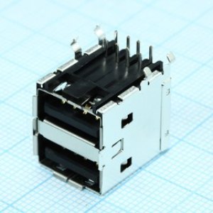 672983090, Разъем USB тип А розетка сдвоенная, 4/4 контакта угловой монтаж в отверстие 8 выводов 2 порта лоток 672983090, Разъем USB тип А розетка сдвоенная, 4/4 контакта угловой монтаж в отверстие 8 выводов 2 порта лоток