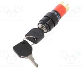 V16-KEY-2-JC, Переключатель: замок для РЭА, Фикс.пол: 2, Алгоритм раб: ON-ON