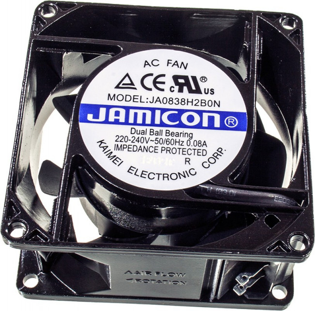 JA0838H2B0N-T (JA0838H2B010N- T-R)(клемма) 220V (80х80х38) B(подшипник) CFM22,5/dBA26,3 Jamicon вентилятор JA0838H2B0N-T (JA0838H2B010N- T-R)(клемма) 220V (80х80х38) B(подшипник) CFM22,5/dBA26,3 Jamicon вентилятор