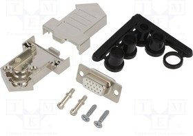 D45NT09MHDS15WK, Разъем D-Sub; PIN: 15; вилка; "мама"; пайка; на пр