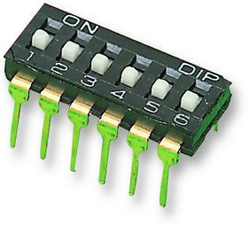 MCNDI-06S, DIP / SIP переключатель, 6 схем(-а), Ползунок, Сквозное Отверстие, SPST, 24 В, 25 мА MCNDI-06S, DIP / SIP переключатель, 6 схем(-а), Ползунок, Сквозное Отверстие, SPST, 24 В, 25 мА