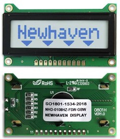 NHD-0108HZ-FSW-GBW, LCD Character Display Modules &amp; Accessories STN-GRAY Transfl 60.7 x 33.85