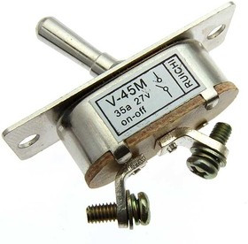 В45М 35А/27в(аналог), Тумблер двухпозиционный однополюсный В45М, 50х19х54 мм, ON-OFF, SPST, IP30, 35 А, 27 В, 2 контакта, на панель, межосе