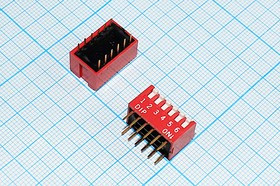 Переключатель DIP-06, 12P2,54, ON-OFF, угловой, DP-06; №803 ПDIP-06\12P2,54\ ON-OFF\угл\DP-06\