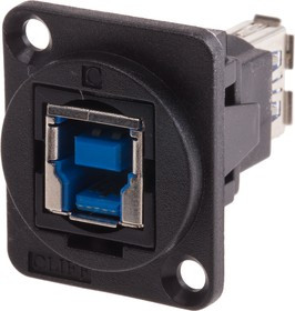 Straight, Panel Mount, Socket Type B to A 3.0 USB Connector