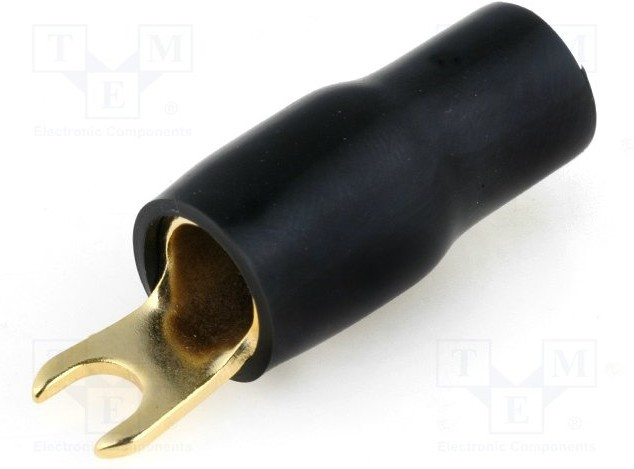 30.4420-03, Наконечник: вилочный, M4, 20мм2, позолота, изолированный, черный