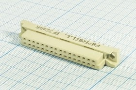 Розетка DIN41612 на 32 гнёзда (2ряда по 16контактов), шаг 2.54мм, монтаж на плату; №10094 гн ПрС DIN41612\P2,54\ 32HP[A+B]\плат\ \D22-32F1DS