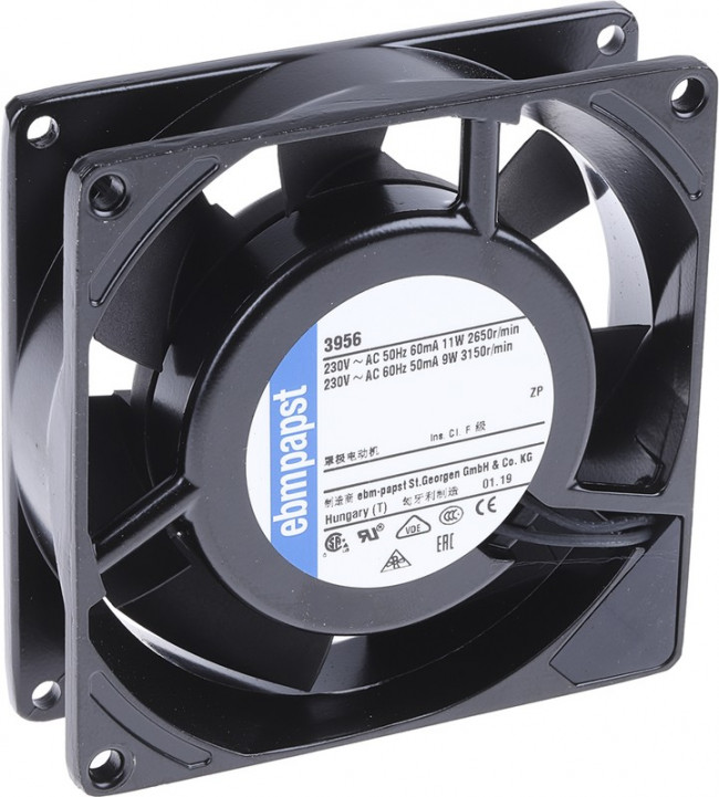 3956, AC Fan Axial Ball Bearing 230V 34.7CFM 35dB 92 X 92 X 25.4mm