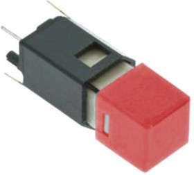 CFPB-1CC-2R9, Кнопочный переключатель, CFPB, SPST, Выкл.-(Вкл.), Квадратный, Красный