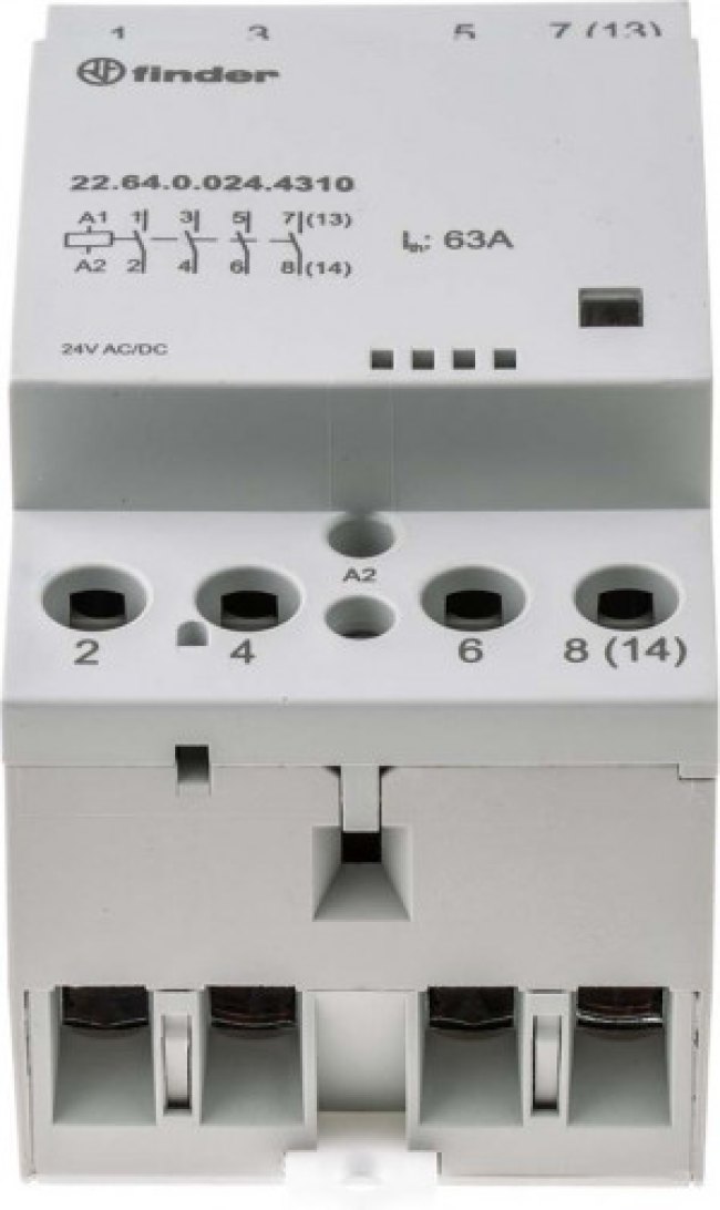 22.64.0.024.4310, 22 Series Series Contactor, 24 V ac, 24 V dc Coil, 4-Pole, 63 A