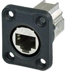 NTR-NE8FDX-P6-W, D-SHAPE CAT6A PANEL CONNECTOR SHIELDED FEEDTHROUGH IP6