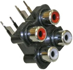 RCA-407 4 гн. на плату, RCA 4 гнезда на плату