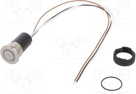 3-101-401, Pushbutton Switches 16mm METAL RING ILUM RED/GREEN STANLS STL