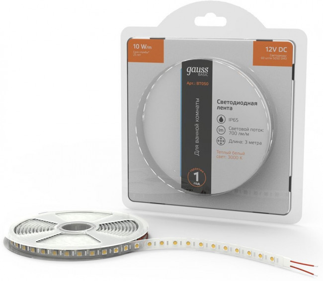 Лента светодиод. Gauss Basic 3м (BT050) Лента светодиод. Gauss Basic 3м (BT050)
