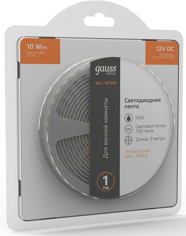 Лента светодиод. Gauss Basic 3м (BT050) Лента светодиод. Gauss Basic 3м (BT050)
