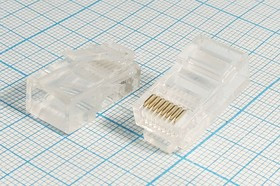 Разъем телефонный TP8P8C[RJ-45] вилка, контакты 8C, на кабель, обжимной, TP8P8C[RJ-45]