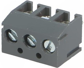 TB-3.8-P-3P-GY, Зажимная рейка для печатных плат, угловой 90°, 3,81мм, на PCB