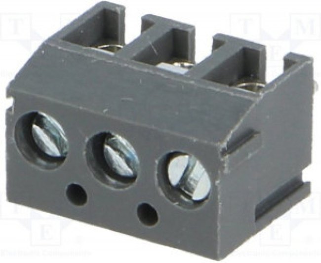TB-3.8-P-3P-GY, Зажимная рейка для печатных плат, угловой 90°, 3,81мм, на PCB TB-3.8-P-3P-GY, Зажимная рейка для печатных плат, угловой 90°, 3,81мм, на PCB