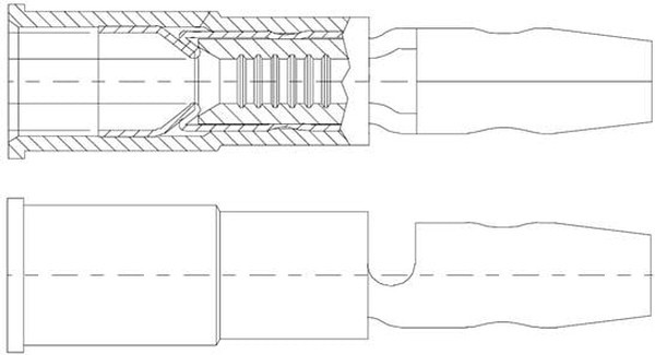 19035-0009, Пулеобразная клемма, Avikrimp 19035, 16AWG до 14AWG, 2.5 мм², Штекерный типа Пуля, Синий