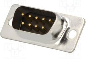 DM09-SP, Разъем D-Sub; PIN: 9; вилка; "папа"; на провод; пайка; Цвет: черный