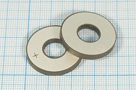 Пьезоэлемент ультразвуковой, размер 25xd 9.5x3, форма кольцо, частота 61.57кГц, марка материала PZT4