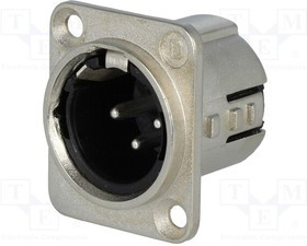 717-0300, Гнездо; XLR; "папа"; PIN: 3; прямой; пайка; посеребренные; 50В; 15А