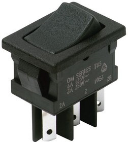 DM61J12S205PQ, Клавишный переключатель, Miniature, Вкл.-Вкл., DPDT, Без Подсветки, Панель, Черный, DM DM61J12S205PQ, Клавишный переключатель, Miniature, Вкл.-Вкл., DPDT, Без Подсветки, Панель, Черный, DM
