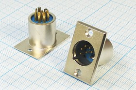 Штекер питания XLR на панель, семь контактов; №582 штек мик XLR\7P\пан флан 2отв\\MC913P