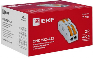 Клемма строительно-монтажная СМК проходная 222-422 2п 0.08-4кв.мм (уп.25шт) PROxima EKF plc-smk-422