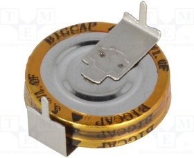 BCEH-5.5V-1.0F, Суперконденсатор, THT, 1Ф, 5,5ВDC, ±20%, d19x6,5мм, -25-70°C