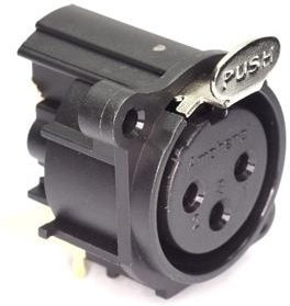 AC3FAH1-AU-PRE, XLR Connectors 3 Pole XLR Female Chassis Mount A Type Gold Contacts Black Finish Horizontal PCB AC3FAH1-AU-PRE, XLR Connectors 3 Pole XLR Female Chassis Mount A Type Gold Contacts Black Finish Horizontal PCB