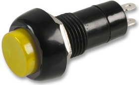 MCPS25B-5, Кнопочный переключатель, 12 мм, SPST, (Вкл.)-Выкл., Приподнятый Круглый, Желтый