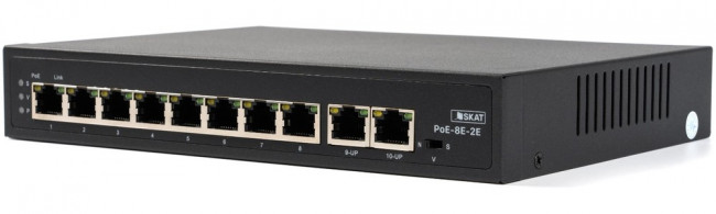 SKAT PoE-8E-2E коммутатор PoE Plus, мощность 120Вт, порты: 8-Ethernet, 2-Uplink SKAT PoE-8E-2E коммутатор PoE Plus, мощность 120Вт, порты: 8-Ethernet, 2-Uplink