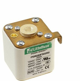 PSR030FS0200Z, Fuse Square Body Fast Acting 200A 700V Flush Mount 43 X 49mm Ceramic