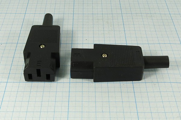 Гнездо питания AC IEC C13, на кабель, черное, 10А, 250В, AC-102; №610 гн пит AC IEC C13\\10А/250\ каб\\чер\AC-102\