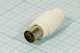 Гнездо TV, винт/цанг, на кабель, пластик