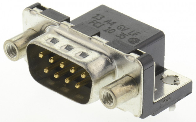 D09P13A4GV00LF, D-Sub Standard Connectors 9P RA SOLDER MALE EUROPE STANDARD