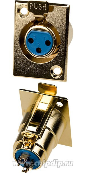 1-531G, разъем XLR 3 контакта гнездо металл "позолоченный" на корпус