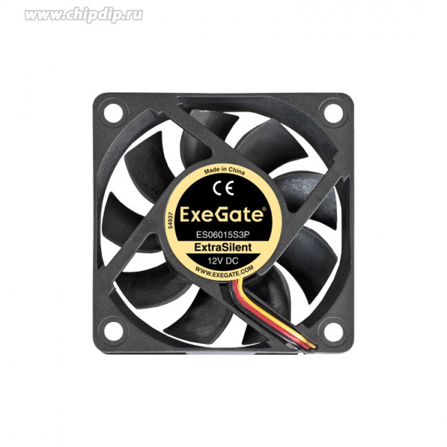 EX283369RUS, Вентилятор 12В DC ExeGate ExtraSilent ES06015S3P (60x60x15 мм, Sleeve bearing (подшипник скольжения), 3pin, 2500RPM, 17dBA) EX283369RUS, Вентилятор 12В DC ExeGate ExtraSilent ES06015S3P (60x60x15 мм, Sleeve bearing (подшипник скольжения), 3pin, 2500RPM, 17dBA)