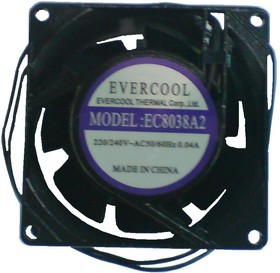 EC8038A2HSL, Вентилятор 220В, 80х80х38мм , подш. скольжения, 2300 об/мин